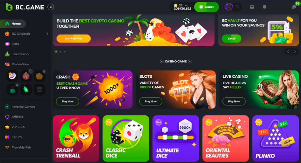 BC.Game Casino Gameplay